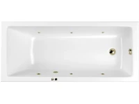 Акриловая ванна WHITECROSS Wave Slim SOFT 180x80 см, встраиваемая, с гидромассажем, белая, с каркасом, со сливом-переливом, фурнитура бронза