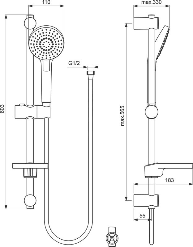 Душевой комплект Смеситель Ideal Standard Tesi A6583AA + Гарнитур IdealRain B2620AA