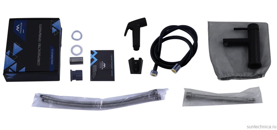 Смеситель для раковины Fashun A58101A-7 с гигиеническим душем, черный