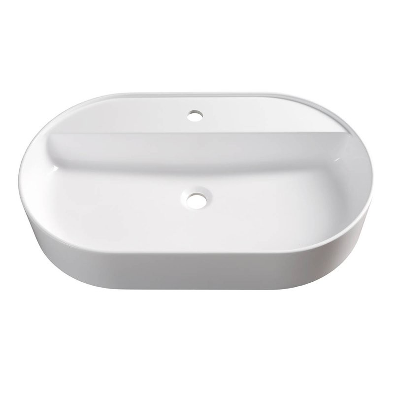 Накладная раковина Belux Эвора 74 глянцевая белая, овальная, с 1 отверстием под смеситель