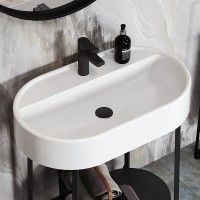 Накладная раковина Belux Эвора 74 глянцевая белая, овальная, с 1 отверстием под смеситель