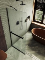 Душевая перегородка Maybahglass MGD-731-6у 79 см, профиль черный, стекло сатин