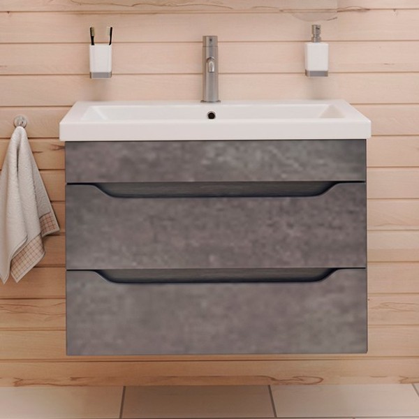 Тумба под раковину Emmy Стоун 60 подвесная, серый бетон