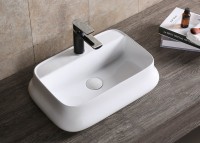 Накладная раковина Ceruttispa CR0061 53 глянцевая белая, прямоугольная, с 1 отверстием под смеситель