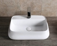 Накладная раковина Ceruttispa CR0061 53 глянцевая белая, прямоугольная, с 1 отверстием под смеситель