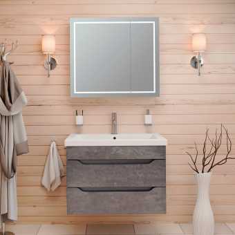 Мебель для ванной Emmy Стоун 80 подвесная, серый бетон