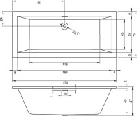 Акриловая ванна Riho Rething Cubic 170x75 см, встраиваемая, цвет европейский белый, с каркасом, со сливом-переливом