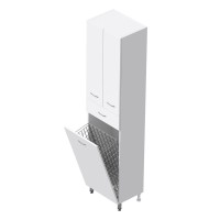 Шкаф-пенал для ванной Onika Модерн 46 напольный, с бельевой корзиной, белый