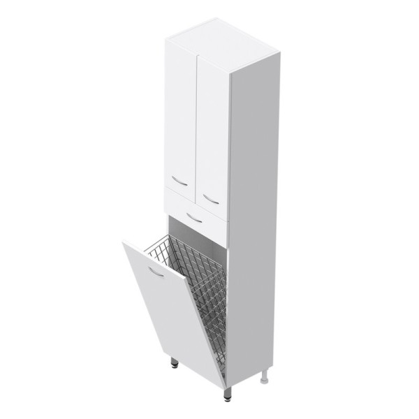 Шкаф-пенал для ванной Onika Модерн 46 напольный, с бельевой корзиной, белый