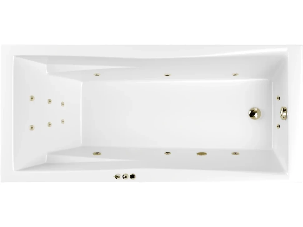 Акриловая ванна WHITECROSS Palace Smart 180x80 см, встраиваемая, с гидромассажем, белый глянец, с каркасом, со сливом-переливом, фурнитура бронза