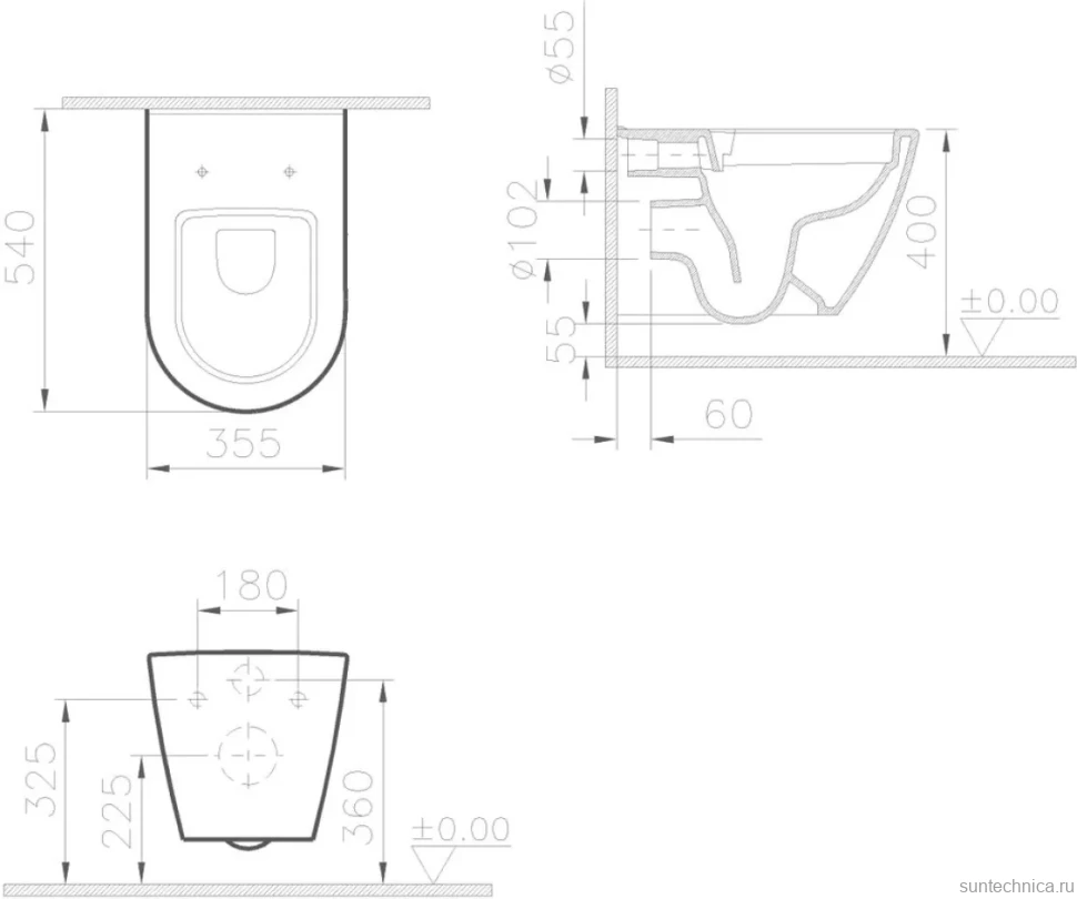Комплект Унитаз подвесной VitrA Sanibelle 7551B003-0075 безободковый + Крышка 801-003-019 с микролифтом + Инсталляция Grohe Rapid SL 38775001 4 в 1 с кнопкой смыва