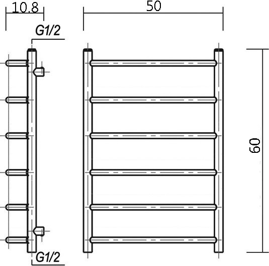 Полотенцесушитель водяной Domoterm Лаура П6 50x60, античная бронза