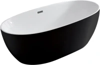 Акриловая ванна Vincea VBT-405-1700MB 170x80 см, отдельностоящая, черно-белая, овальная, на ножках, со сливом-переливом