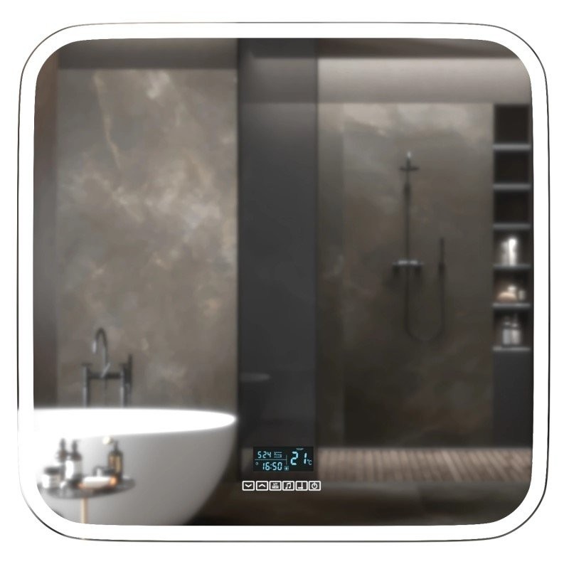 Зеркало Mixline Стив-6 80 с подсветкой, с подогревом, с часами, с термометром, Bluetooth