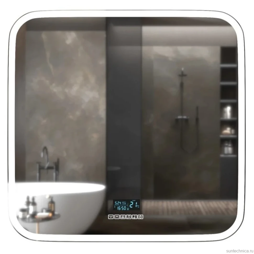 Зеркало Mixline Стив-6 80 с подсветкой, с подогревом, с часами, с термометром, Bluetooth