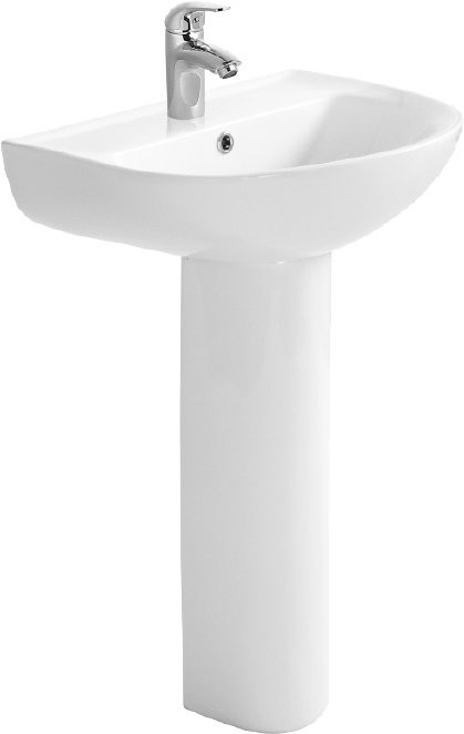 Раковина AQUATEK AQ5420-00 55 глянцевая белая, с пьедесталом