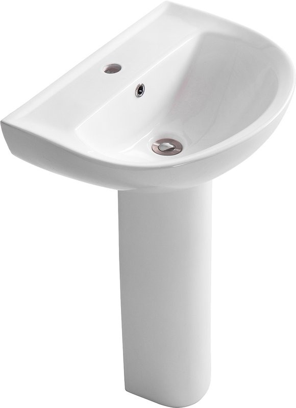 Раковина AQUATEK AQ5420-00 55 глянцевая белая, с пьедесталом