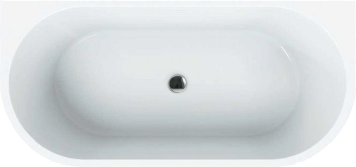 Акриловая ванна BelBagno BB108-170-80 без опоры 170x80 см, пристенная, белая, овальная, со сливом-переливом