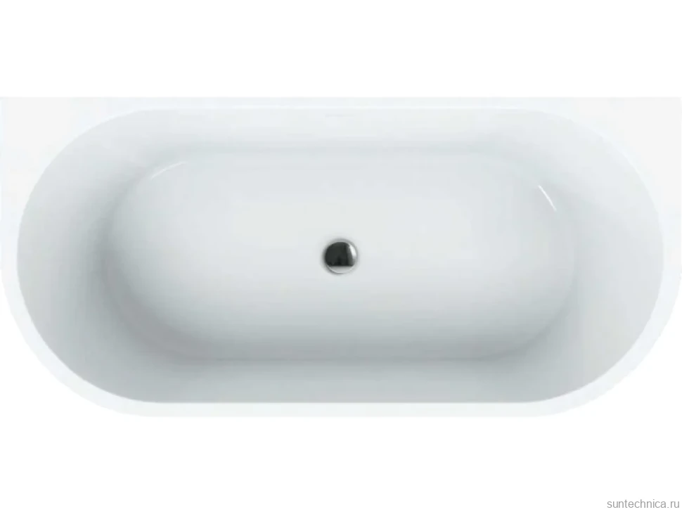 Акриловая ванна BelBagno BB108-170-80 без опоры 170x80 см, пристенная, белая, овальная, со сливом-переливом