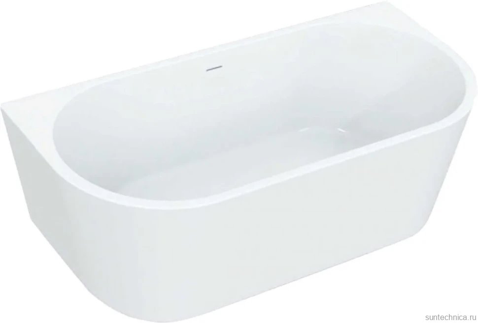 Акриловая ванна BelBagno BB108-170-80 без опоры 170x80 см, пристенная, белая, овальная, со сливом-переливом