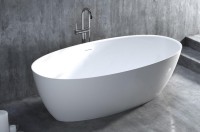 Ванна из искусственного камня Salini Alda S-Sense 160x70 см, отдельностоящая, белая, овальная, со сливом-переливом, с донным клапаном