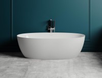 Ванна из искусственного камня Salini Alda S-Sense 160x70 см, отдельностоящая, белая, овальная, со сливом-переливом, с донным клапаном