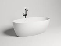 Ванна из искусственного камня Salini Alda S-Sense 160x70 см, отдельностоящая, белая, овальная, со сливом-переливом, с донным клапаном