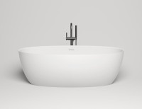 Ванна из искусственного камня Salini Alda S-Sense 160x70 см, отдельностоящая, белая, овальная, со сливом-переливом, с донным клапаном