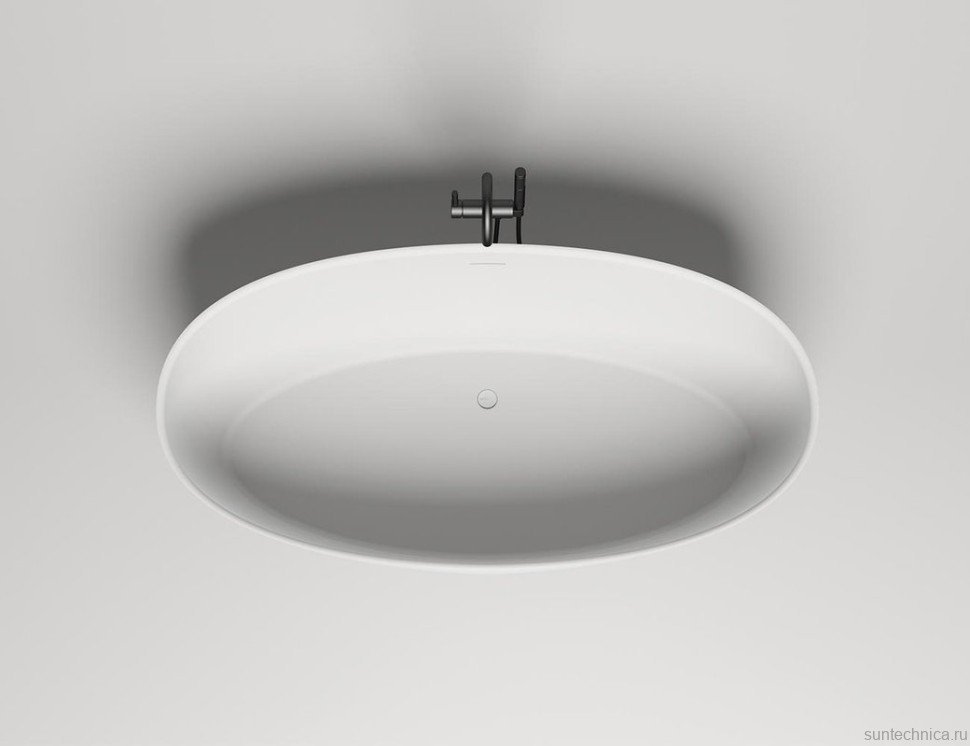 Ванна из искусственного камня Salini Alda S-Sense 160x70 см, отдельностоящая, белая, овальная, со сливом-переливом, с донным клапаном