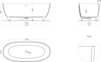 Ванна из искусственного камня Salini Alda S-Sense 160x70 см, отдельностоящая, белая, овальная, со сливом-переливом, с донным клапаном
