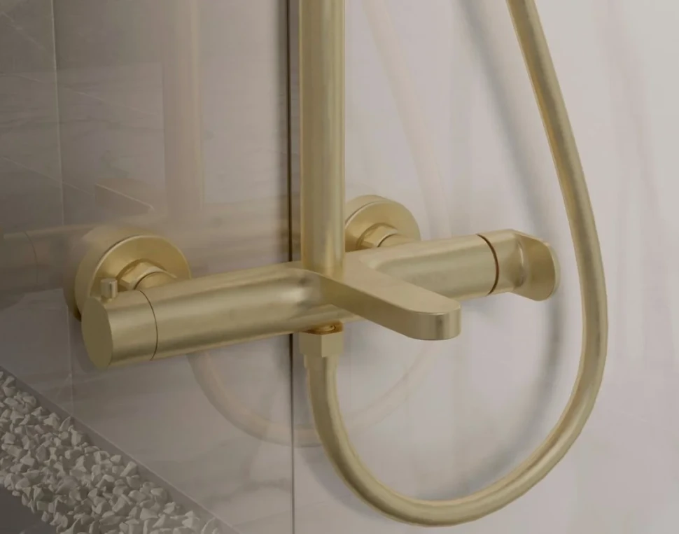 Душевая стойка Vincea Rondo VSFS-1R1BG с изливом, брашированное золото