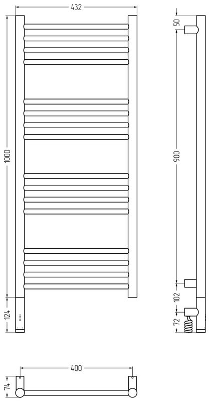 Полотенцесушитель электрический Сунержа Богема 3.1 31-6004-1040 110x45 см, подключение слева, матовый черный, лесенка