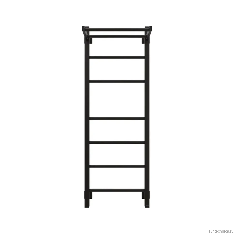 Полотенцесушитель электрический Grota Alto 430х1200 RAL9005 EL 120x45 см, подключение справа, слева, скрытое подключение справа, матовый черный, лесенка, из стали, с полкой
