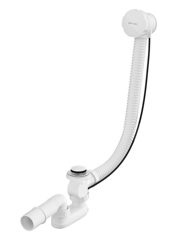 Слив-перелив для ванны WHITECROSS SPWC60 SPWC60WHG 50 мм, полуавтомат, глянцевый белый, с сифоном