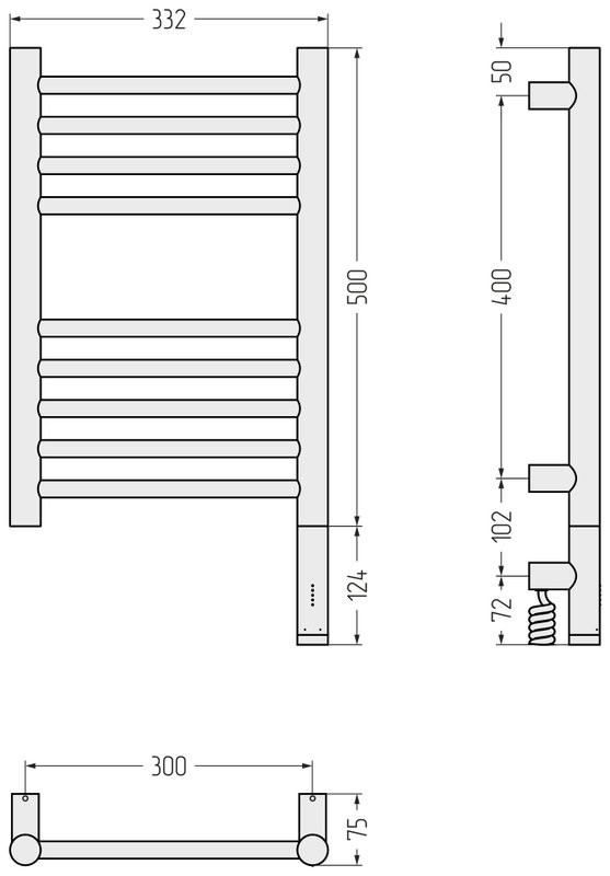 Полотенцесушитель электрический Сунержа Богема 3.1 03-6005-5030 60x35 см, подключение справа, золото, лесенка