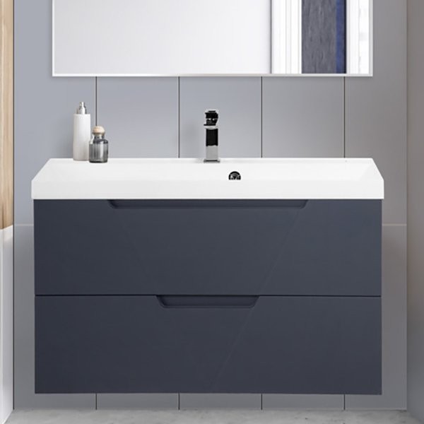 Тумба с раковиной BelBagno Vittoria 90 подвесная, grigio opaco, белая глянцевая раковина
