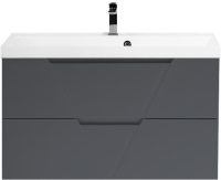 Тумба с раковиной BelBagno Vittoria 90 подвесная, grigio opaco, белая глянцевая раковина