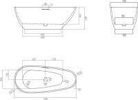 Ванна из искусственного камня Abber Dortmund 170x75 см, отдельностоящая, серая, овальная, со сливом-переливом