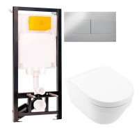 Комплект Унитаз подвесной Villeroy & Boch Architectura + Инсталляция OLI 80 ECO Sanitarblock mechanic 3 в 1 с кнопкой смыва