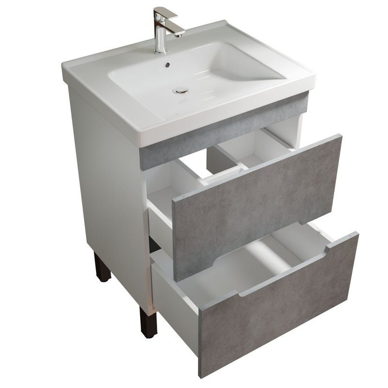 Тумба Mixline Честер 60 Бетон под ум. Грэйс- 60 (ПВХ) NEW