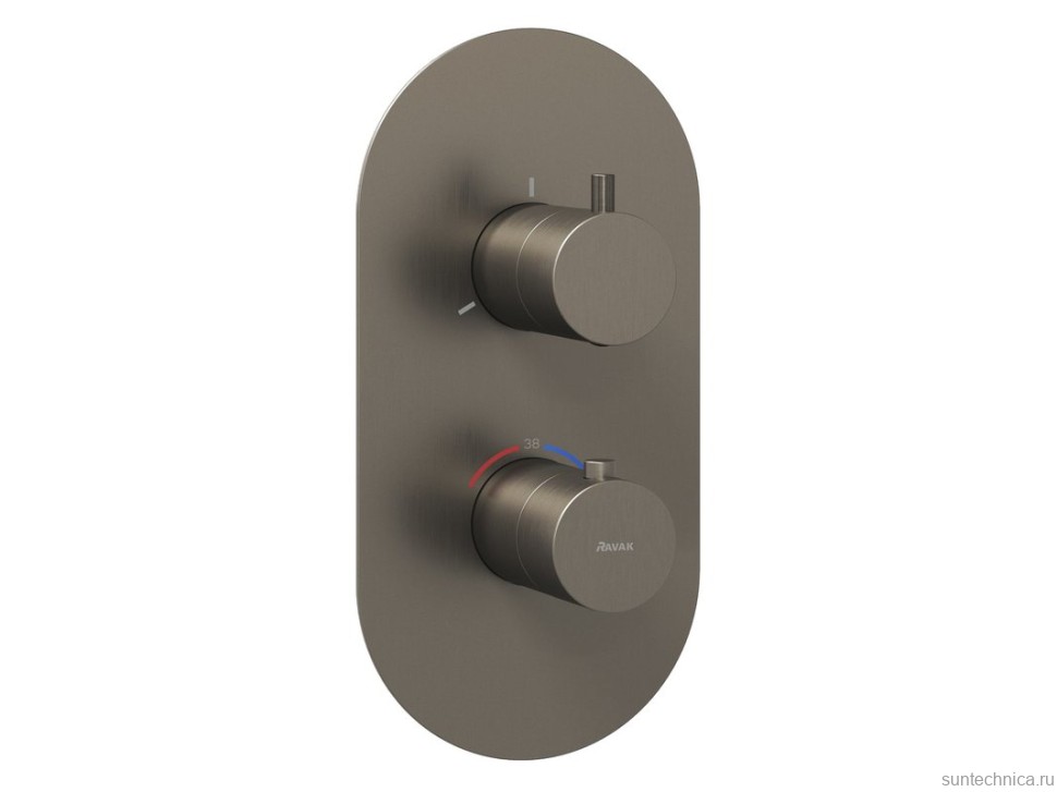 Термостатический смеситель встраиваемый Ravak Espirit ES 067.20GB.O3.RB07C С ВНУТРЕННЕЙ ЧАСТЬЮ, для ванны с душем, брашированный графит