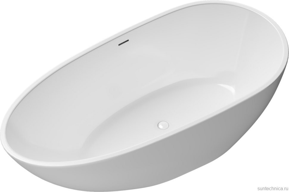 Акриловая ванна Grossman Fly GR-1102 170x80 см, отдельностоящая, белая, овальная, с каркасом, со сливом-переливом