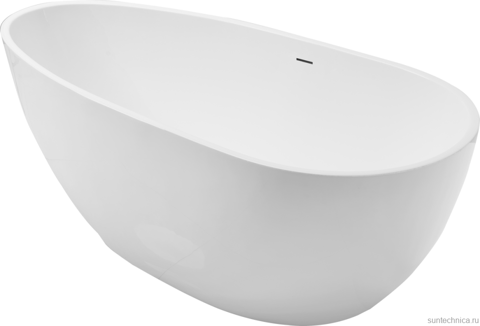 Акриловая ванна Grossman Fly GR-1102 170x80 см, отдельностоящая, белая, овальная, с каркасом, со сливом-переливом