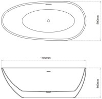Акриловая ванна Grossman Fly GR-1102 170x80 см, отдельностоящая, белая, овальная, с каркасом, со сливом-переливом