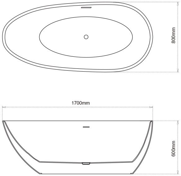 Акриловая ванна Grossman Fly GR-1102 170x80 см, отдельностоящая, белая, овальная, с каркасом, со сливом-переливом