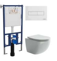 Комплект Унитаз подвесной Ceramicanova Forma CN3009 безободковый + Инсталляция DIWO + Кнопка 7320 белая