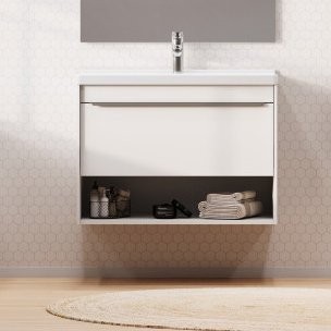 Тумба под раковину без столешницы AQUATON Хоуп 80 подвесная, 1 ящик, матовая белая