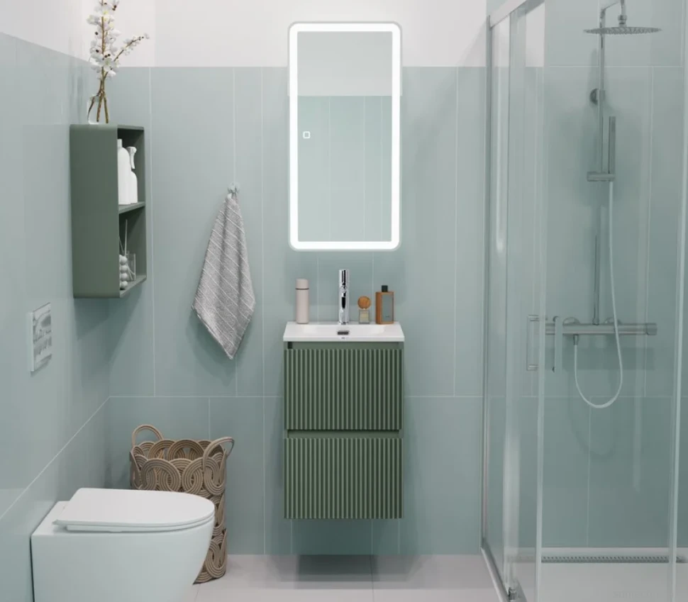 Тумба с раковиной BelBagno Uno-mini 40 подвесная, 2 ящика, матовая еловая
