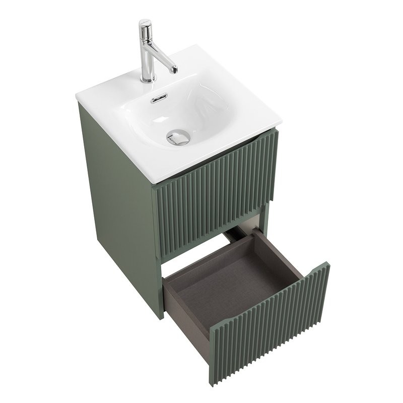 Тумба с раковиной BelBagno Uno-mini 40 подвесная, 2 ящика, матовая еловая