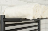 Полотенцесушитель электрический Сунержа Богема 3.1 31-6007-8040 90x45 см, подключение справа, матовый черный, лесенка, с полкой